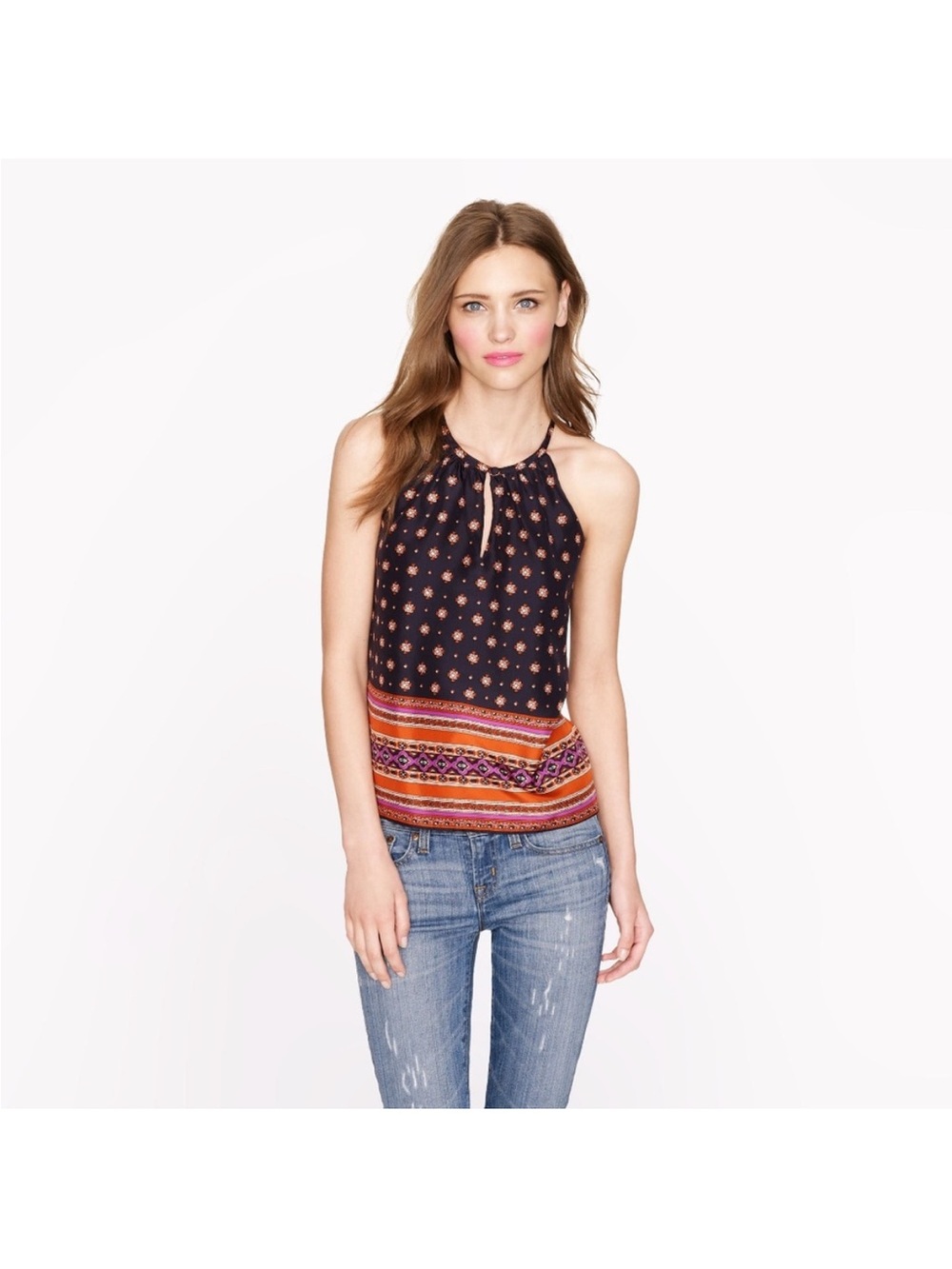 Jcrew silk keyhole top